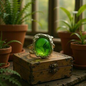 Green stone and gold statement bracelet